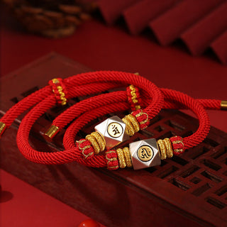 Buddha Gift 999 Sterling Silver Chinese Zodiac Natal Buddha Red Rope Luck Strength Handcrafted Kids Bracelet