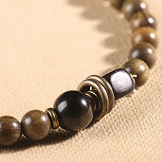 Buddha Gift Tibetan Green Sandalwood Crystal Soothing Peace Bracelet