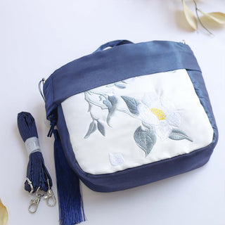 Buddha Gift Suzhou Embroidery Camellia Magnolia Peony Lotus Silk Tote Crossbody Bag Shoulder Bag Handbag