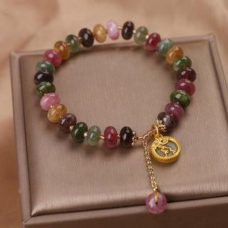 Buddha Gift Colorful Tourmaline Cute Flower Rabbit Charm Love Bracelet