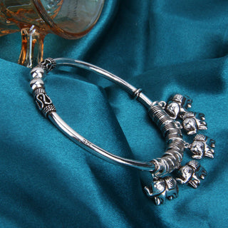 Buddha Gift 925 Sterling Silver Elephant Strength Bracelet Bangle