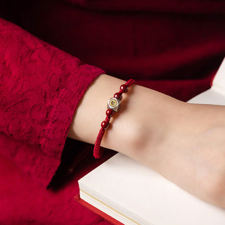 Buddha Gift 925 Sterling Silver Chinese Zodiac Natal Buddha Cinnabar Calm Bracelet