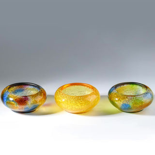 Buddha Gift Handmade Liuli Crystal Treasure Bowl Ingots Art Piece Home Decoration