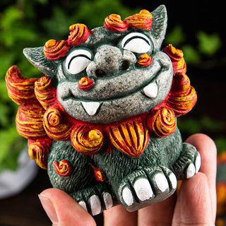 Buddha Gift Small Pair of Lion Fu Foo Dogs Ward Off Evil Protection Home Resin Decoration