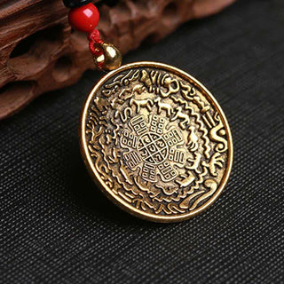 Buddha Gift Tibet Om Mani Padme Hum Prayer Wheel Nine Palace Eight Trigrams Copper Car Hanging Decoration
