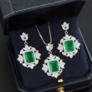 Buddha Gift Emerald Crystal Red Corundum Confidence Courage Ring Earrings Necklace Pendant