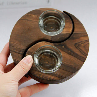 Buddha Gift Yin Yang Wood Candle Holder Meditation Rituals Use Items