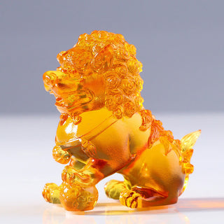 Buddha Gift Handmade Liuli Crystal Lion Art Piece Strength Home Office Decoration