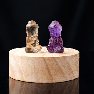 Buddha Gift Various Crystal Amethyst Pink Crystal White Crystal Citrine Buddha Carved Spiritual Healing Necklace Pendant Decoration