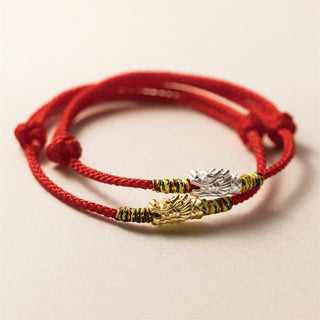 Buddha Gift 925 Sterling Silver Year of the Dragon Luck Strength Red Rope Bracelet