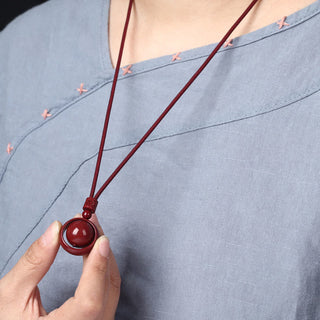 Buddha Gift Cinnabar Om Mani Padme Hum PiXiu Blessing Lucky Bead Necklace Pendant