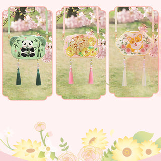 Buddha Gift Embroidery Lucky Panda Cat Shiba Inu Deer Rabbit Fox Flower Cute Animal Hanfu Bag Crossbody Bag Shoulder Bag