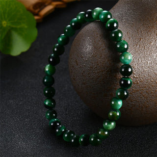 Buddha Gift Natural Green Tiger Eye Strength Bracelet