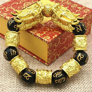 Buddha Gift Double Dragon Wealth Protection Bracelet