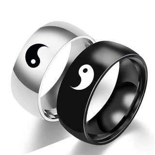 Buddha Gift Yin Yang Balance Titanium Steel Couple Ring