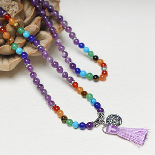 Buddha Gift Healing Crystal Mala Prayer Beads 108 Meditation Healing Multilayer Bracelet Necklace