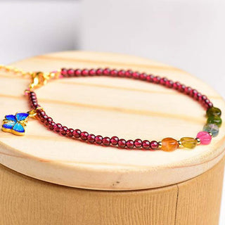 Buddha Gift Garnet Tourmaline Butterfly Protection Bracelet Anklet