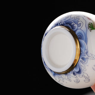Buddha Gift Dragon Phoenix Auspicious Clouds Sun Ocean Waves Ceramic Teacup Kung Fu Tea Cup