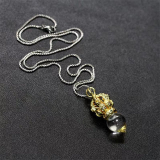 Buddha Gift Tibetan Dorje Vajra 4 Prong Lotus Liuli Crystal Strength Necklace Pendant