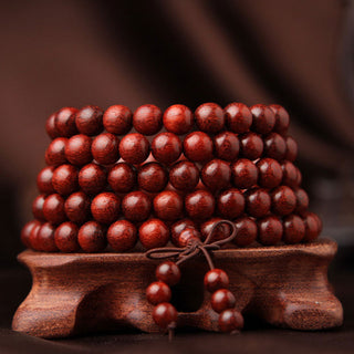 Buddha Gift Tibetan Small Leaf Red Sandalwood 108 Beads Mala Meditation Bracelet