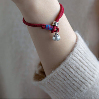 Buddha Gift 925 Sterling Silver Tibetan Handmade Om Mani Padme Hum Persimmon Charm Luck Protection Braided Bracelet