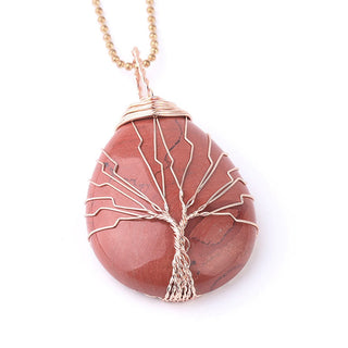 Buddha Gift Natural Quartz Crystal Tree Of Life Healing Energy Necklace Pendant
