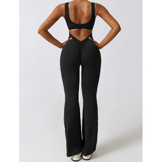 Buddha Gift Women Workout Sleeveless Jumpsuit Flare Pants Sports Fitness Yoga Bodysuit