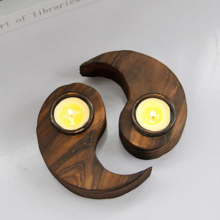 Buddha Gift Yin Yang Wood Candle Holder Meditation Rituals Use Items