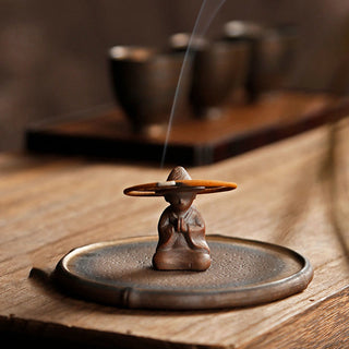 Buddha Gift Small Person Meditation Ceramic Spiritual Healing Incense Burner