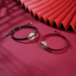 Buddha Gift Peace Buckle Jade Abundance Braided Bracelet