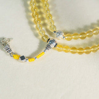 Buddha Gift 108 Mala Beads 925 Sterling Silver Natural Citrine Red Agate White Jade Prosperity Charm Bracelet