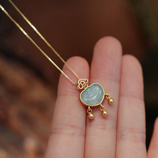 Buddha Gift 925 Sterling Silver Natural Jade Chalcedony Lock of Good Wishes Luck Necklace Pendant Bangle Bracelet