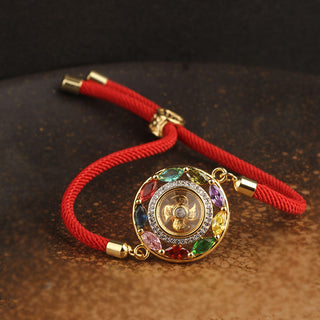 Buddha Gift Colorful Zircon Copper Wealth Luck Rotation Bracelet Necklace Pendant