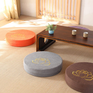 Buddha Gift Lotus Embroidery Cotton Linen Meditation Seat Cushion