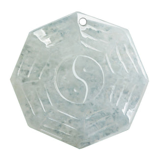 Buddha Gift Natural Jade Bagua Yin Yang Luck Necklace Pendant