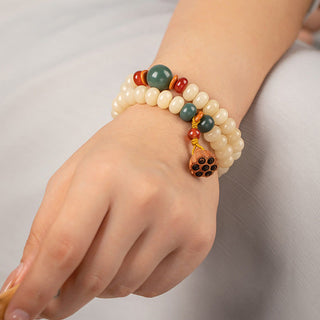 Buddha Gift Bodhi Seed Lotus Pod Charm Peace Double Wrap Bracelet