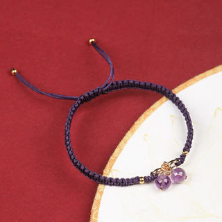 Buddha Gift Natural Strawberry Quartz Amethyst Green Phantom Bead Positive Bracelet