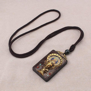 Buddha Gift Ebony Wood Elephant God of Fortune Buddha Blessing Necklace String Pendant