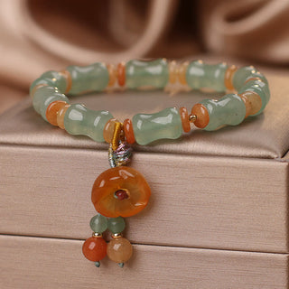 Buddha Gift Natural Jade Bamboo Flower Pattern Luck Bracelet