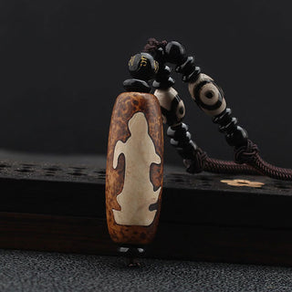 Buddha Gift Tibet Om Mani Padme Hum Dzi Bead Avalokitesvara Pattern Wealth Necklace Pendant