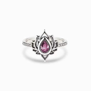 Buddha Gift Sterling Silver Lotus Zircon Blessing Protection Ring
