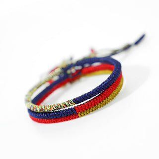 Buddha Gift Tibet Handmade Multicolor King Kong Knot Faith Protection Braided Two-Color String Bracelet