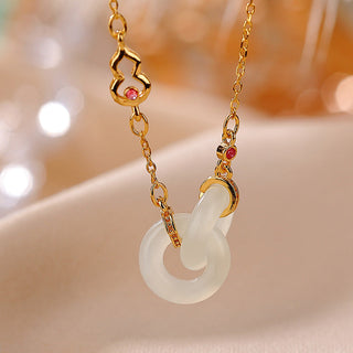 Buddha Gift 925 Sterling Silver Round Jade Luck Prosperity Necklace Chain Pendant