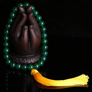 Buddha Gift Natural Green Agate Wrist Mala Power Tassels Pocket Mala Car Decoration