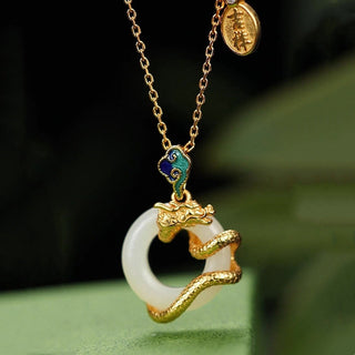 Buddha Gift Year Of The Dragon 925 Sterling Silver Hetian White Jade Peace Buckle Auspicious Clouds Success Necklace Pendant