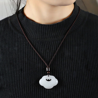 Buddha Gift Tianshan Jade Golden Silk Jade Chinese Lock Charm Abundance Necklace Pendant