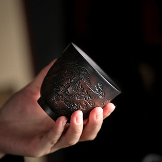 Buddha Gift Lotus Leaf Flower Landscape Dragon Bamboo Ceramic Teacup Kung Fu Tea Cup Bowl