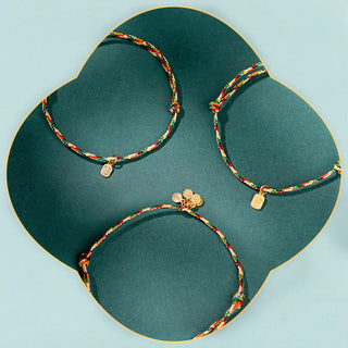 Buddha Gift Auspicious Fu Character Peace And Joy Luck Handmade Multicolored Child Adult Bracelet