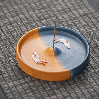Buddha Gift Koi Fish Pattern Spiritual Healing Ceramic Incense Stick Burner Decoration