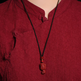 Buddha Gift Chinese Zodiac Natal Buddha Natural Cinnabar Amulet Keep Away Evil Spirits Necklace Pendant